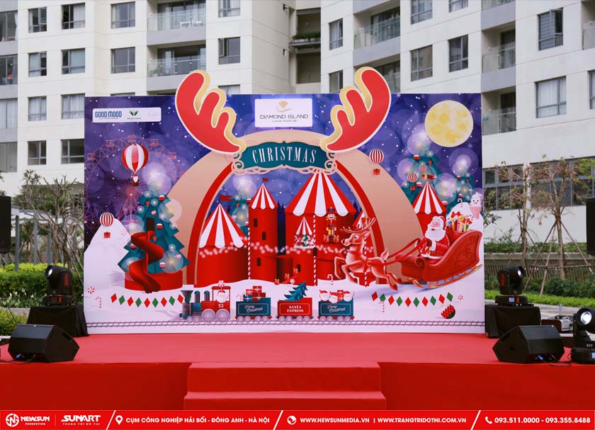 Trang trí Noel ngoài trời với backdrop