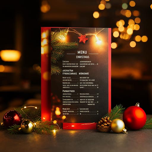 Trang trí Noel menu nhà hàng với chủ đề Noel 1