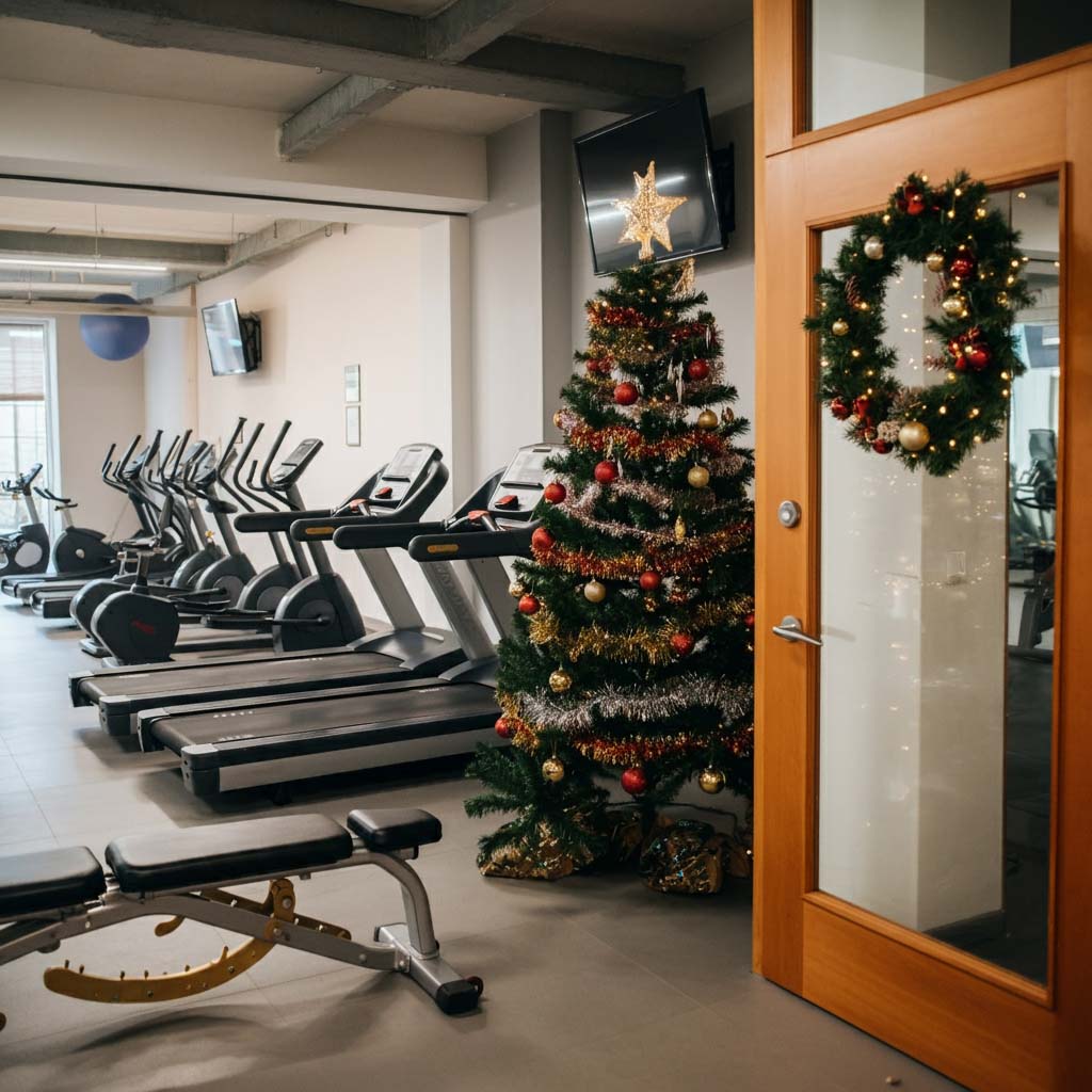 Trang trí giáng sinh phòng gym với cây thông noel 2