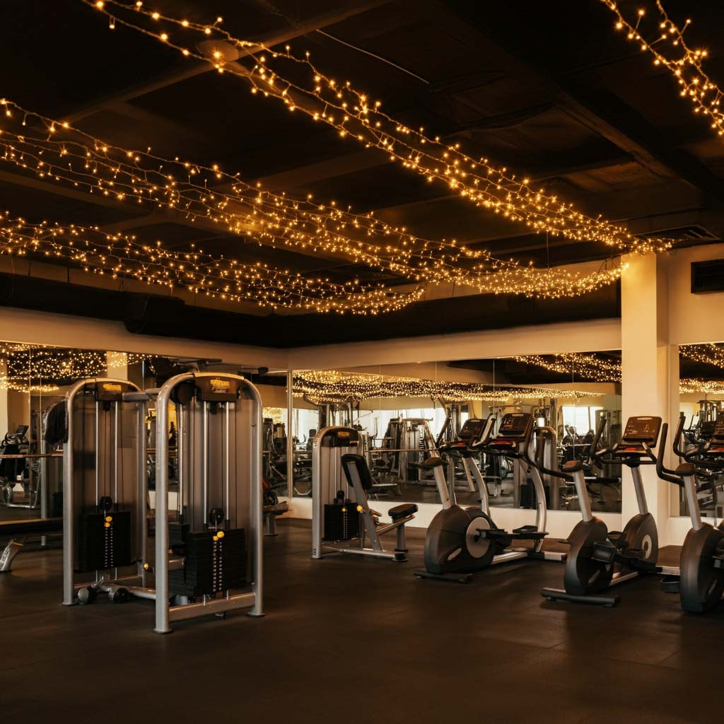 Trang trí Noel phòng gym với đèn led