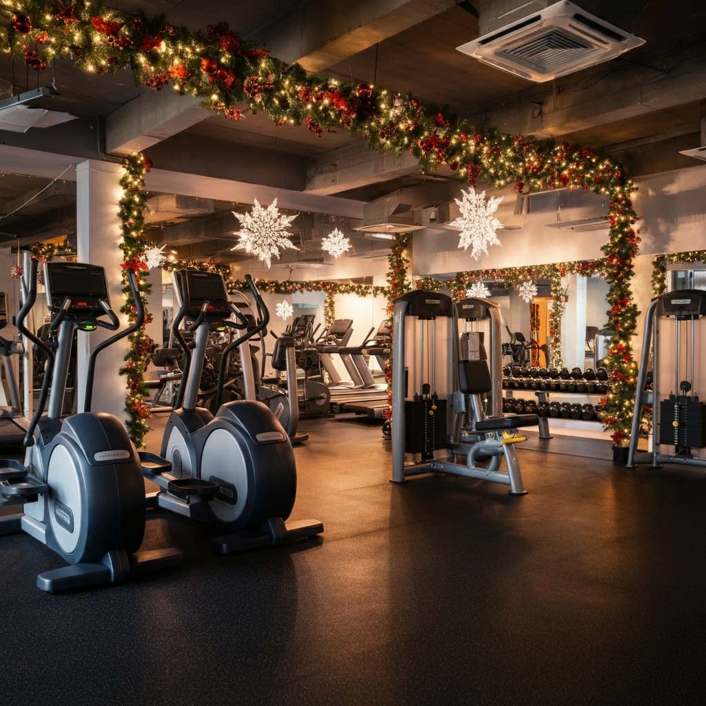 Vị trí nào tại phòng gym thích hợp để trang trí giáng sinh?