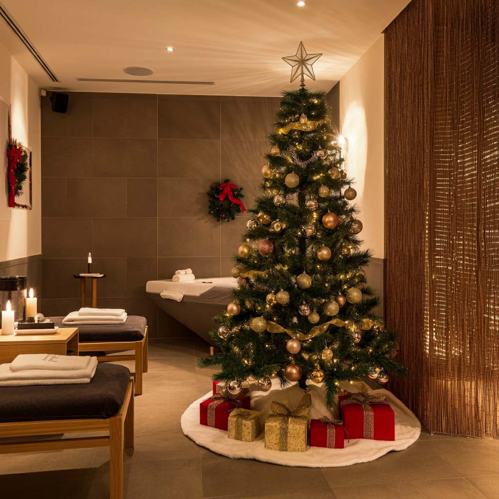 Trang trí giáng sinh quán spa với cây thông noel 2