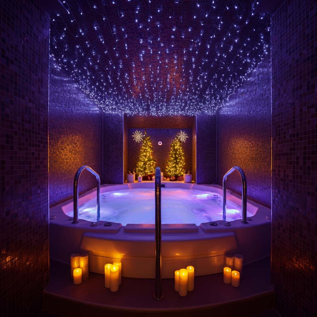 Trang trí Noel quán spa với đèn led