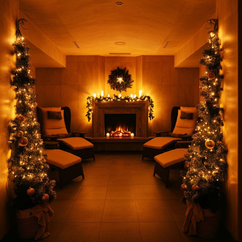 Trang trí Noel quán spa với đèn led 3